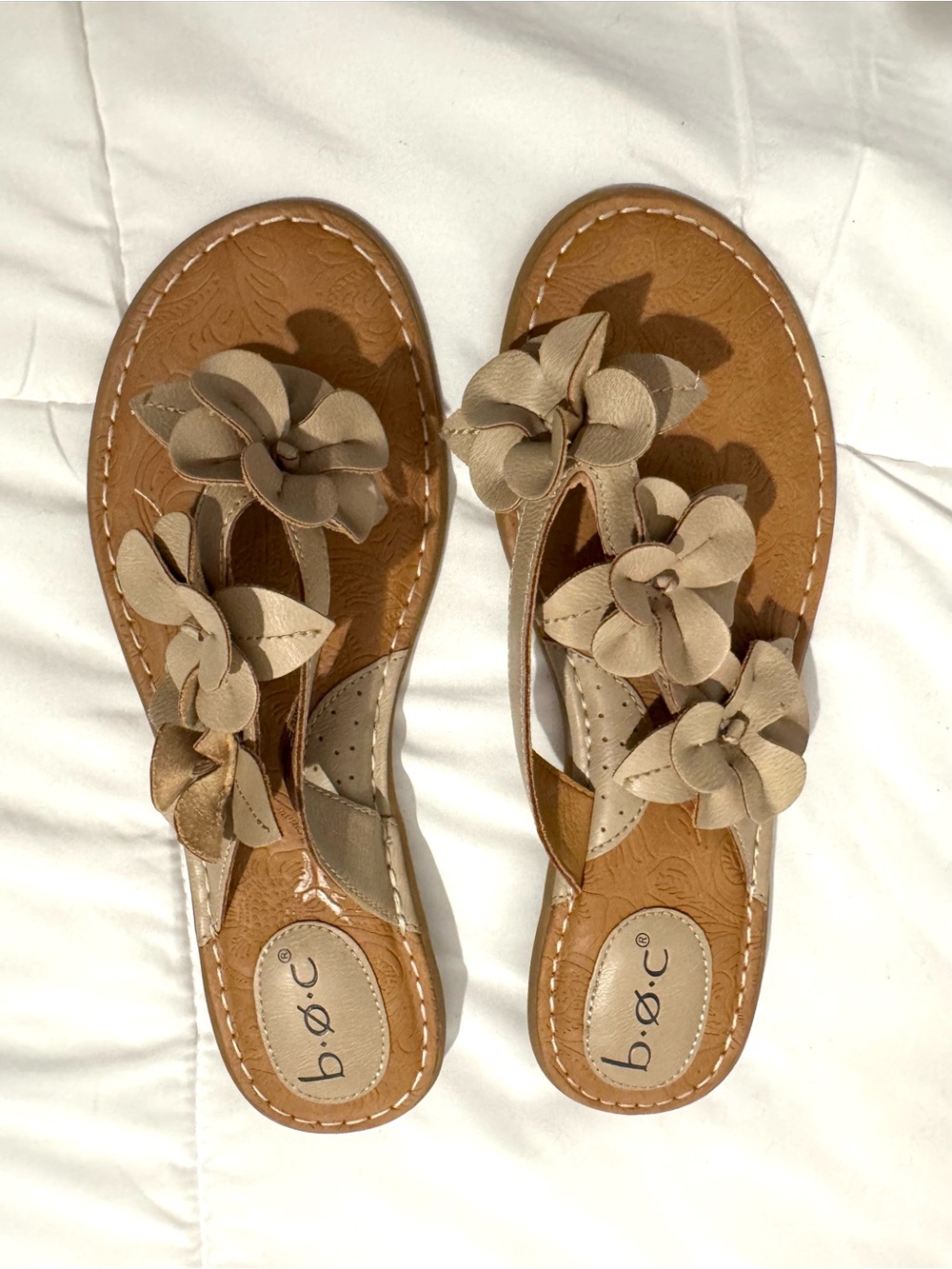 b.o.c. Taupe Floral Thong Sandals